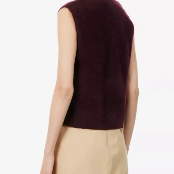 ME+EM burgundy brushed cashmere Sleeveless Knit Vest